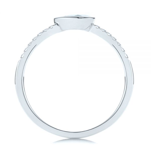 14k White Gold Aquamarine And Diamond Fashion Ring - Front View -  105399