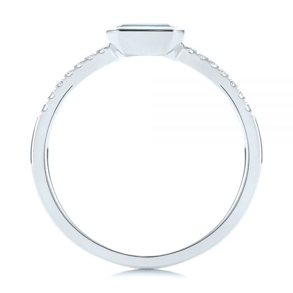 14k White Gold Aquamarine And Diamond Fashion Ring - Front View -  105400