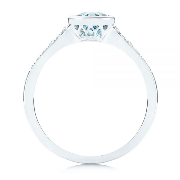 18k White Gold 18k White Gold Aquamarine And Diamond Fashion Ring - Front View -  106026