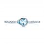 14k White Gold Aquamarine And Diamond Fashion Ring - Top View -  105399 - Thumbnail