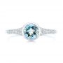 14k White Gold Aquamarine And Diamond Fashion Ring - Top View -  106026 - Thumbnail