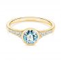 18k Yellow Gold 18k Yellow Gold Aquamarine And Diamond Fashion Ring - Flat View -  106026 - Thumbnail