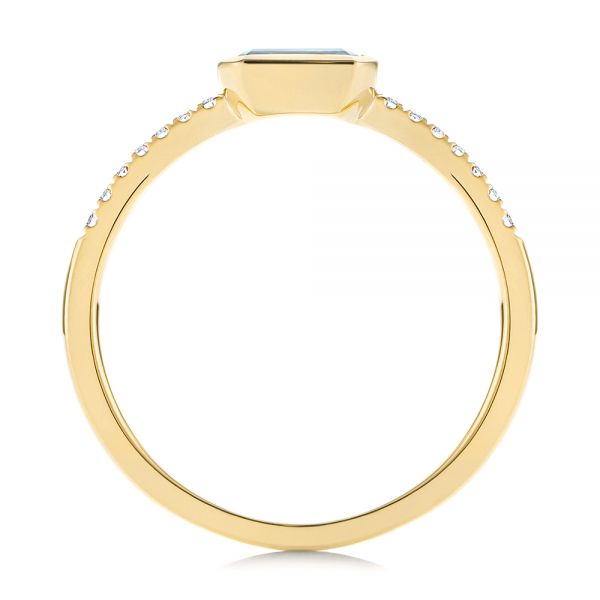 18k Yellow Gold 18k Yellow Gold Aquamarine And Diamond Fashion Ring - Front View - 105400