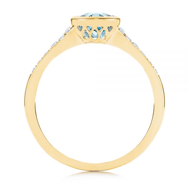 18k Yellow Gold 18k Yellow Gold Aquamarine And Diamond Fashion Ring - Front View -  106026