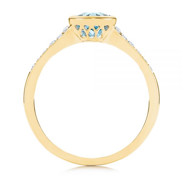 14k Yellow Gold 14k Yellow Gold Aquamarine And Diamond Fashion Ring - Front View - 106026