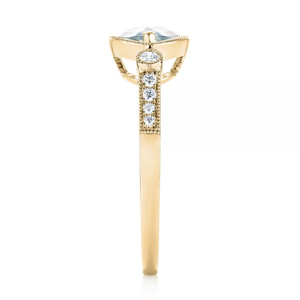 14k Yellow Gold 14k Yellow Gold Aquamarine And Diamond Fashion Ring - Side View - 103766