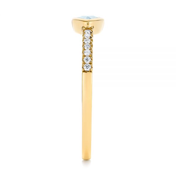 18k Yellow Gold 18k Yellow Gold Aquamarine And Diamond Fashion Ring - Side View - 105399