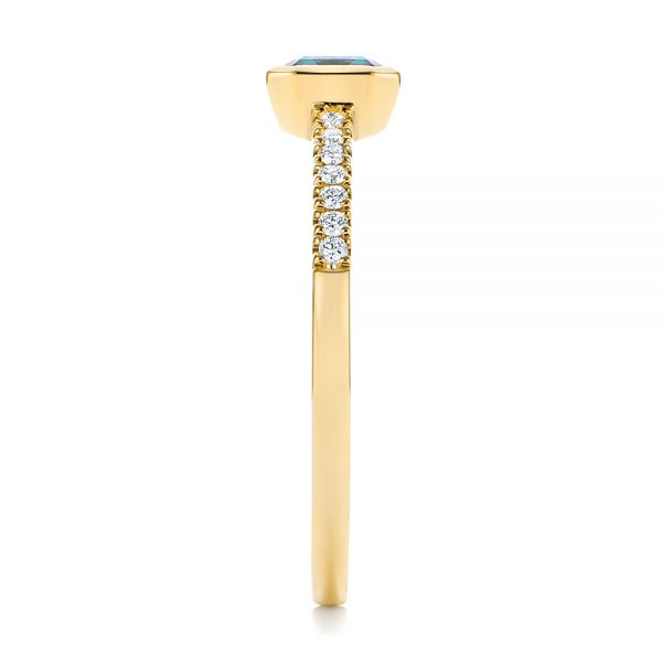 18k Yellow Gold 18k Yellow Gold Aquamarine And Diamond Fashion Ring - Side View - 105400