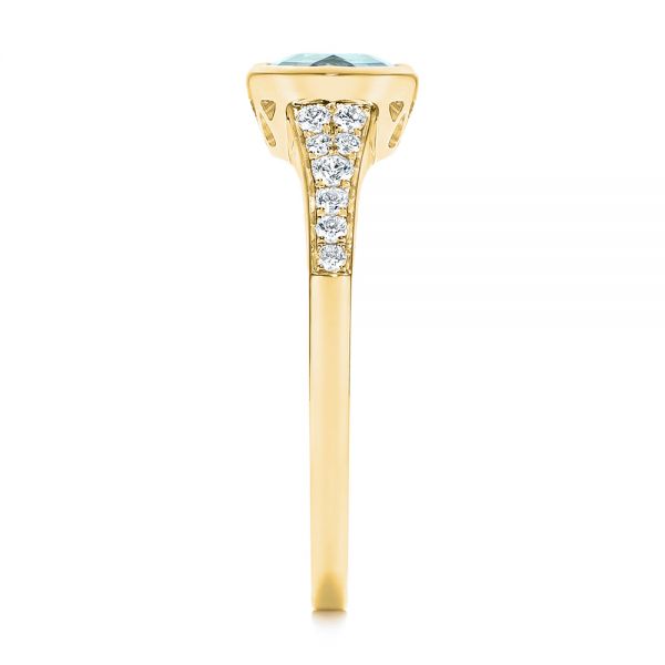 14k Yellow Gold 14k Yellow Gold Aquamarine And Diamond Fashion Ring - Side View - 106026