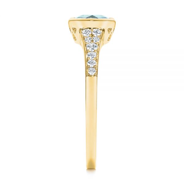 18k Yellow Gold 18k Yellow Gold Aquamarine And Diamond Fashion Ring - Side View -  106026