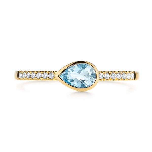 18k Yellow Gold 18k Yellow Gold Aquamarine And Diamond Fashion Ring - Top View - 105399