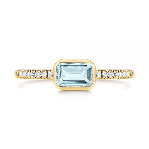 18k Yellow Gold 18k Yellow Gold Aquamarine And Diamond Fashion Ring - Top View - 105400