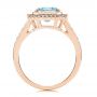 18k Rose Gold 18k Rose Gold Aquamarine And Diamond Halo Fashion Ring - Front View -  105976 - Thumbnail