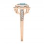 18k Rose Gold 18k Rose Gold Aquamarine And Diamond Halo Fashion Ring - Side View -  105976 - Thumbnail