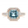 14k Rose Gold 14k Rose Gold Aquamarine And Diamond Halo Fashion Ring - Top View -  105976 - Thumbnail