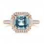 18k Rose Gold 18k Rose Gold Aquamarine And Diamond Halo Fashion Ring - Top View -  105976 - Thumbnail