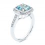 14k White Gold Aquamarine And Diamond Halo Fashion Ring - Three-Quarter View -  105976 - Thumbnail