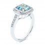 18k White Gold 18k White Gold Aquamarine And Diamond Halo Fashion Ring - Three-Quarter View -  105976 - Thumbnail