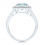 14k White Gold Aquamarine And Diamond Halo Fashion Ring - Front View -  105976 - Thumbnail
