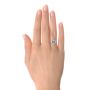 14k White Gold Aquamarine And Diamond Halo Fashion Ring - Hand View -  105976 - Thumbnail