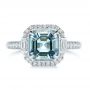 18k White Gold 18k White Gold Aquamarine And Diamond Halo Fashion Ring - Top View -  105976 - Thumbnail