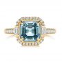 18k Yellow Gold 18k Yellow Gold Aquamarine And Diamond Halo Fashion Ring - Top View -  105976 - Thumbnail