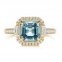 18k Yellow Gold 18k Yellow Gold Aquamarine And Diamond Halo Fashion Ring - Top View -  105976 - Thumbnail