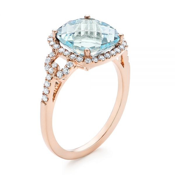 Aquamarine and Diamond Halo Ring - Image