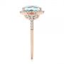 18k Rose Gold 18k Rose Gold Aquamarine And Diamond Halo Ring - Side View -  105011 - Thumbnail