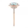 14k Rose Gold 14k Rose Gold Aquamarine And Diamond Halo Ring - Side View -  105011 - Thumbnail