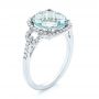 14k White Gold Aquamarine And Diamond Halo Ring - Three-Quarter View -  105011 - Thumbnail