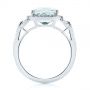 14k White Gold Aquamarine And Diamond Halo Ring - Front View -  105011 - Thumbnail