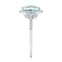 14k White Gold Aquamarine And Diamond Halo Ring - Side View -  105011 - Thumbnail