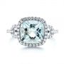  Platinum Platinum Aquamarine And Diamond Halo Ring - Top View -  105011 - Thumbnail