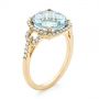 18k Yellow Gold 18k Yellow Gold Aquamarine And Diamond Halo Ring - Three-Quarter View -  105011 - Thumbnail