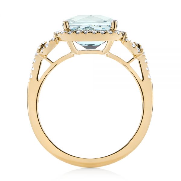 18k Yellow Gold 18k Yellow Gold Aquamarine And Diamond Halo Ring - Front View -  105011