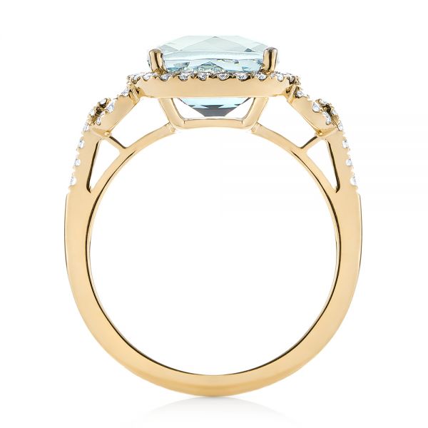 18k Yellow Gold 18k Yellow Gold Aquamarine And Diamond Halo Ring - Front View - 105011