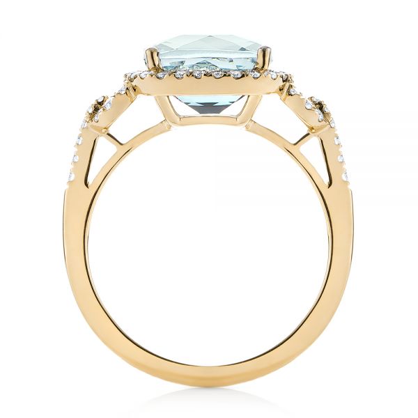 14k Yellow Gold 14k Yellow Gold Aquamarine And Diamond Halo Ring - Front View -  105011