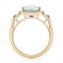 18k Yellow Gold 18k Yellow Gold Aquamarine And Diamond Halo Ring - Front View -  105011 - Thumbnail