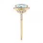 18k Yellow Gold 18k Yellow Gold Aquamarine And Diamond Halo Ring - Side View -  105011 - Thumbnail