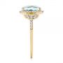 14k Yellow Gold 14k Yellow Gold Aquamarine And Diamond Halo Ring - Side View -  105011 - Thumbnail