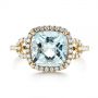 18k Yellow Gold 18k Yellow Gold Aquamarine And Diamond Halo Ring - Top View -  105011 - Thumbnail