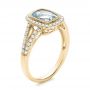 18k Yellow Gold Aquamarine And Diamond Halo Split Shank Ring