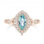 14k Rose Gold 14k Rose Gold Aquamarine And Diamond Halo Vintage-inspired Ring - Top View -  103172 - Thumbnail