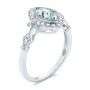 18k White Gold 18k White Gold Aquamarine And Diamond Halo Vintage-inspired Ring - Three-Quarter View -  103172 - Thumbnail