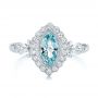 14k White Gold Aquamarine And Diamond Halo Vintage-inspired Ring - Top View -  103172 - Thumbnail