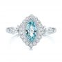 18k White Gold 18k White Gold Aquamarine And Diamond Halo Vintage-inspired Ring - Top View -  103172 - Thumbnail