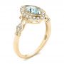 14k Yellow Gold 14k Yellow Gold Aquamarine And Diamond Halo Vintage-inspired Ring - Three-Quarter View -  103172 - Thumbnail