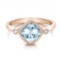 14k Rose Gold 14k Rose Gold Aquamarine And Diamond Ring - Flat View -  100454 - Thumbnail