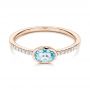 18k Rose Gold 18k Rose Gold Aquamarine And Diamond Ring - Flat View -  106570 - Thumbnail